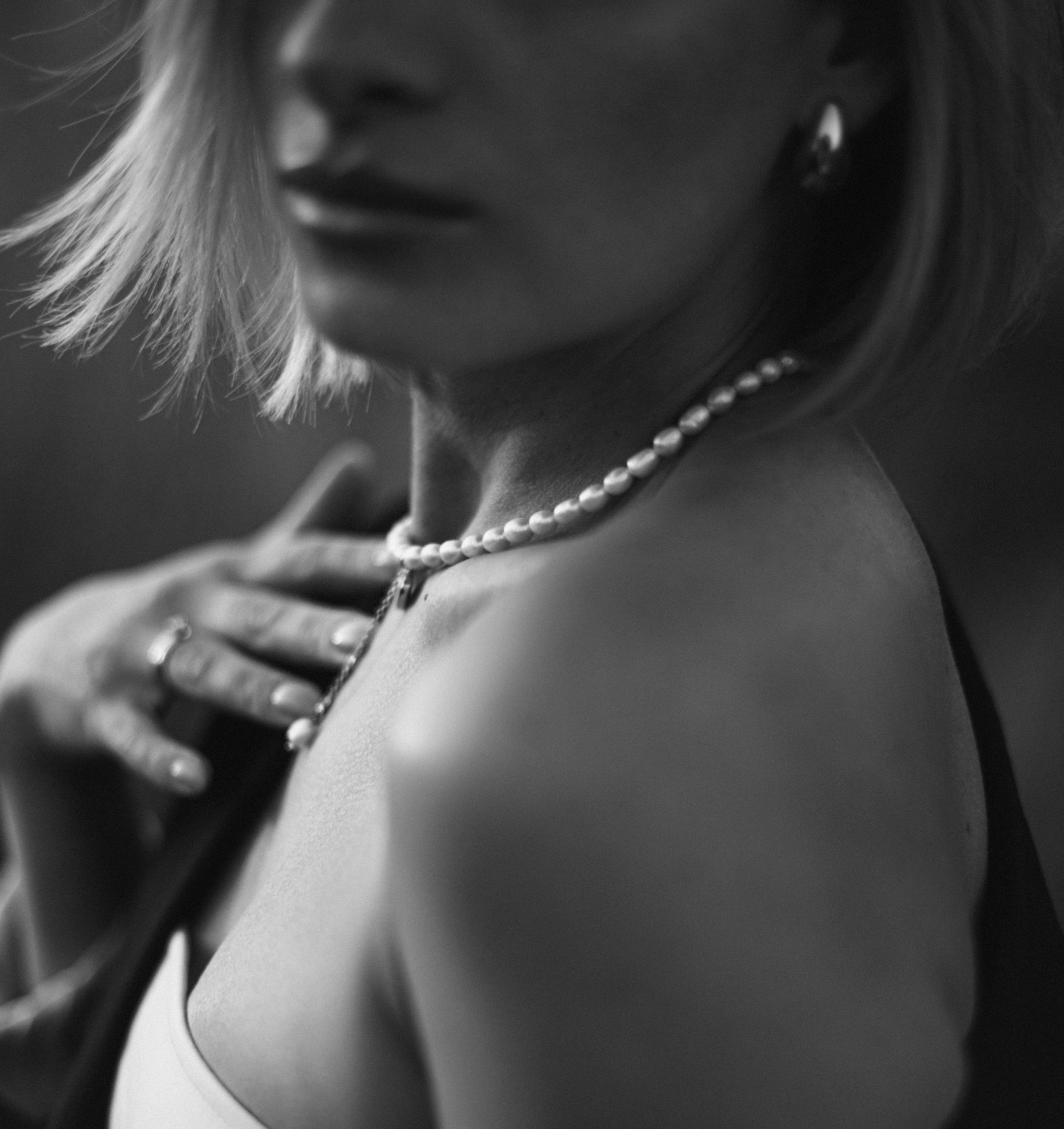 Pearl jewelry styled with earrings