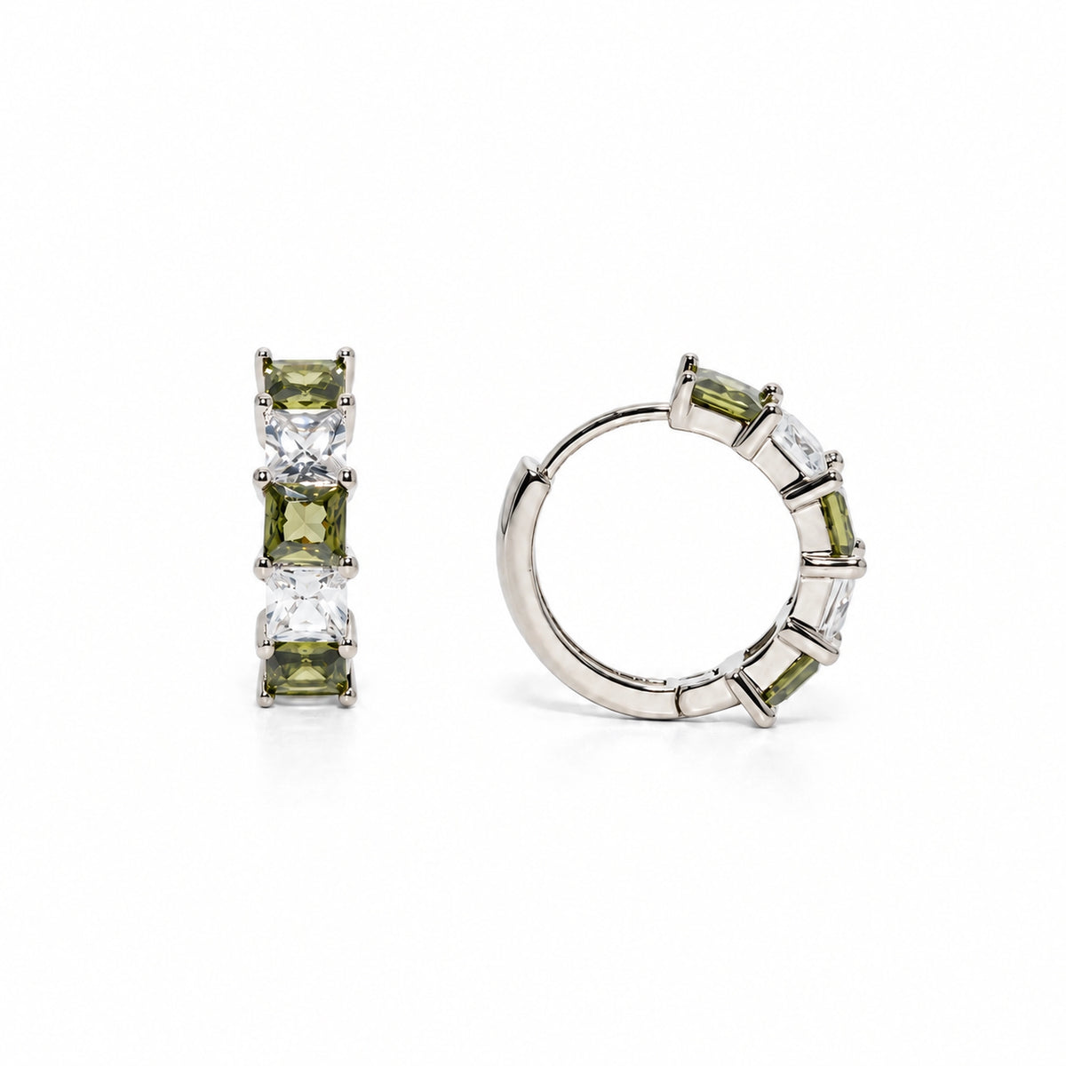 Olive Alternating Hoop Earrings